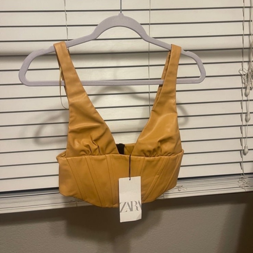 Zara Yellow Crop Bustier Tank Top